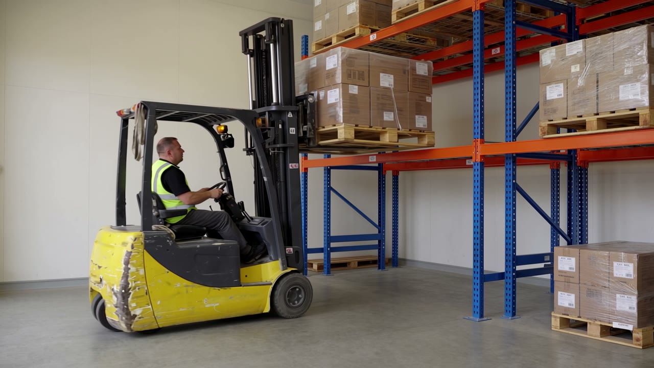 Elektrische heftruck, driewiel aan het werk